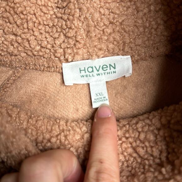 Sherpa Funnel Neck Pull Over Haven Well Within Cozy Pullover Blush Soft Pocket - Picture 4 of 11